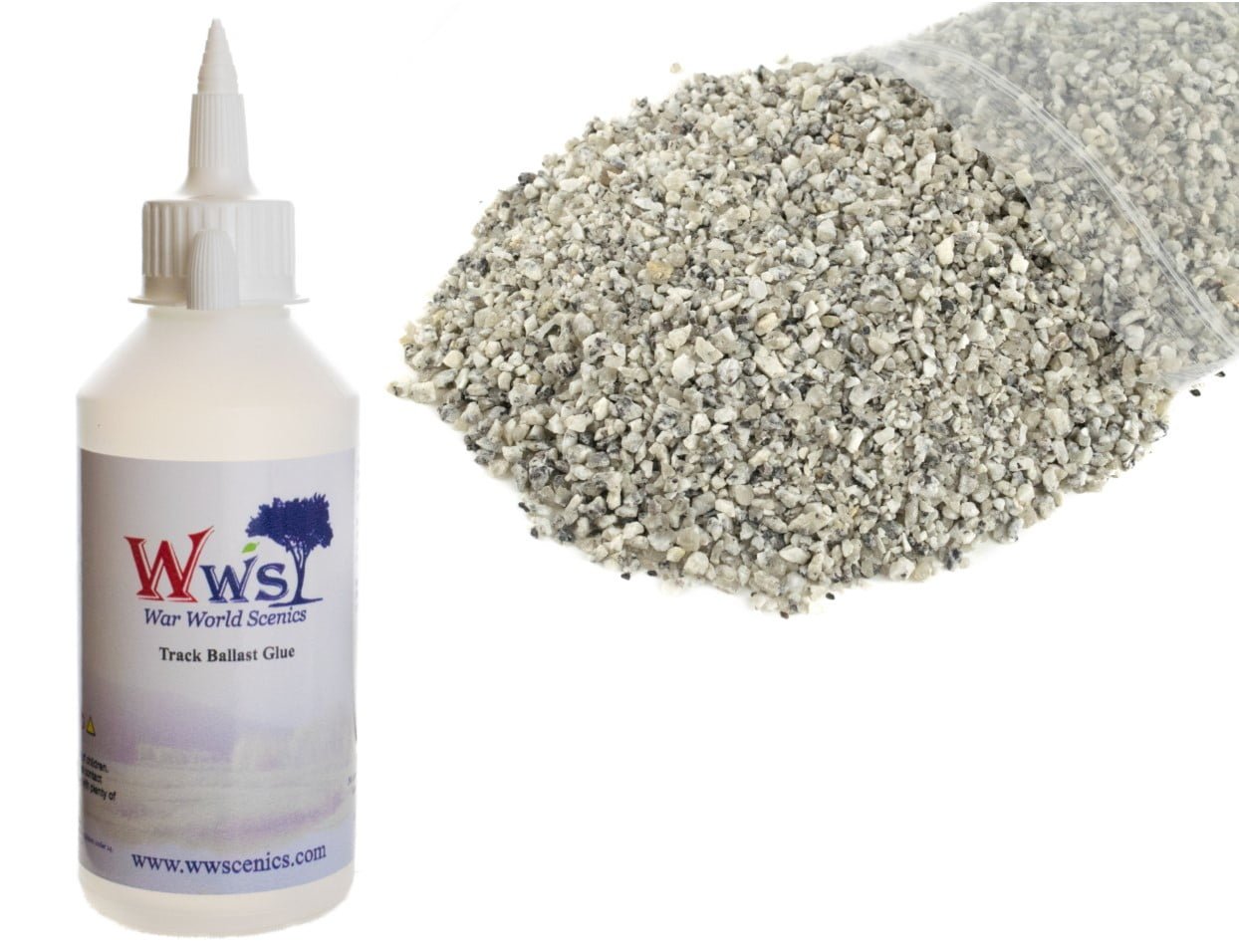 Medium Grade Mixed Grey Ballast & Track Ballast Glue 1