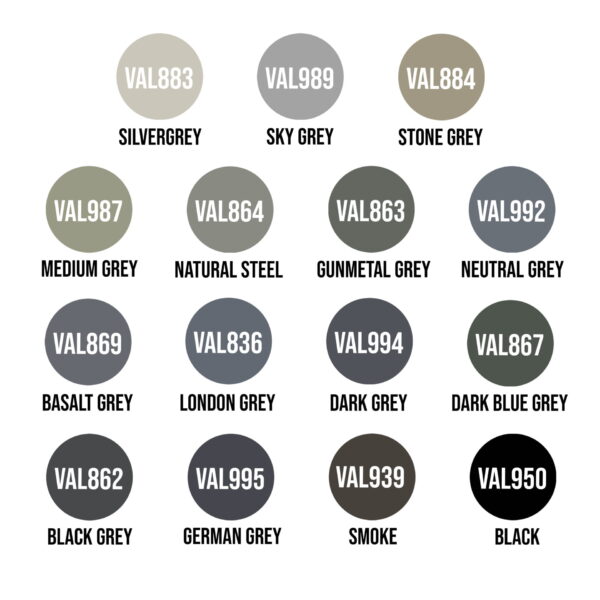 Wwg Vallejo Modell Farbe Schwarz Grau Variation 2